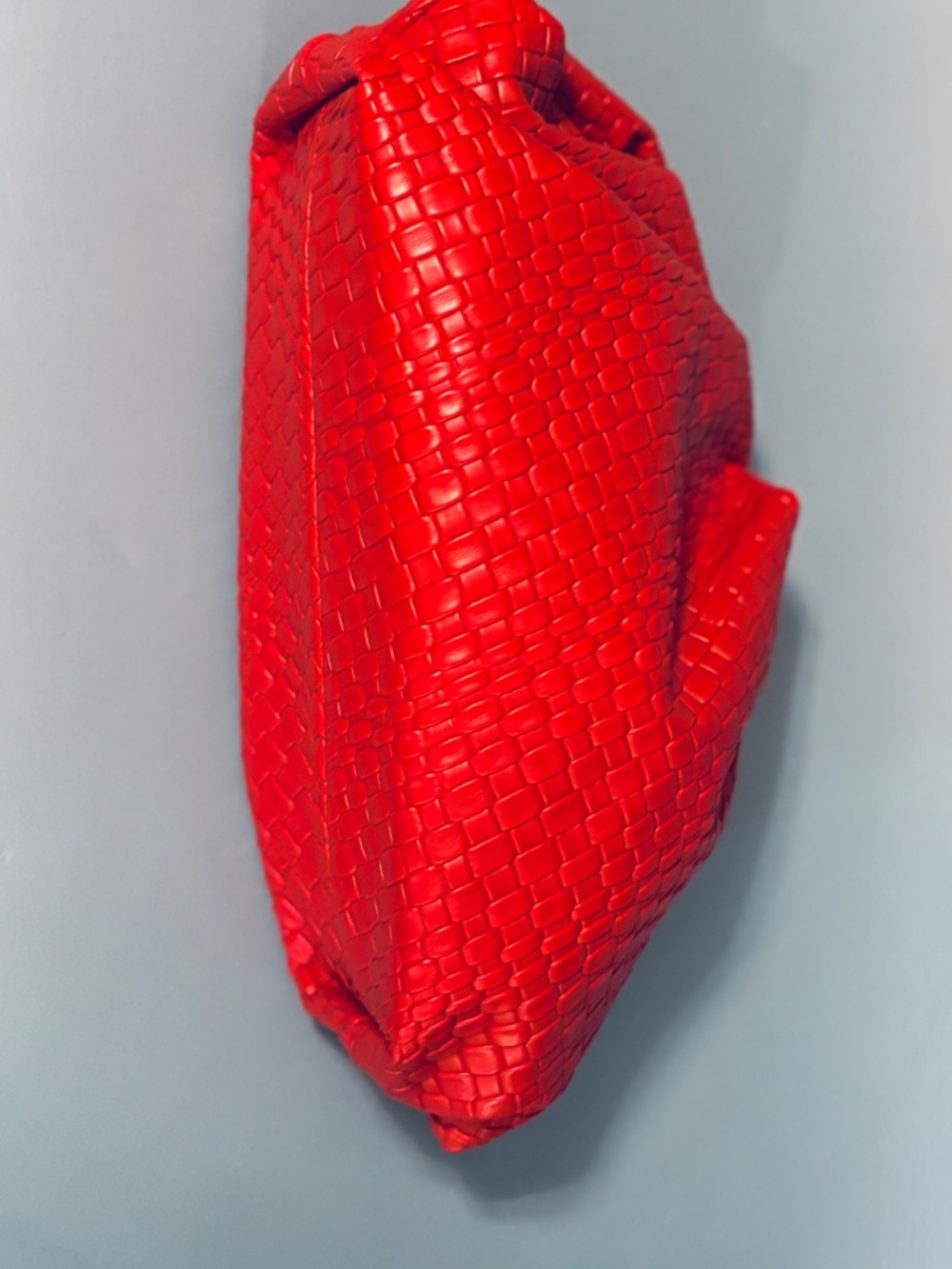 Woven Red Faux Leather Clutch With Snap Closure - Picture 3 of 8
